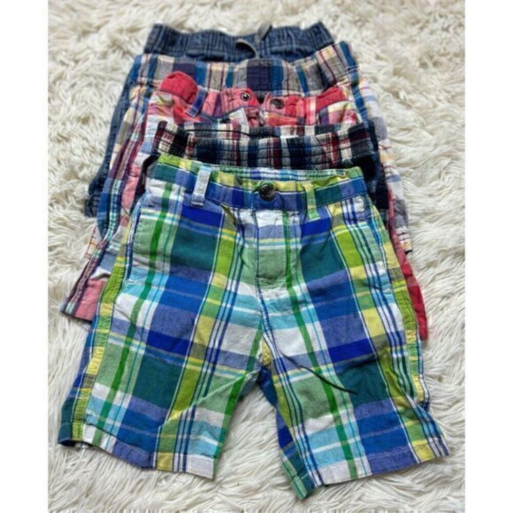 5 piece Boys Size 24 month-2T toddler shorts plaid bundle by Nautica & Jumping B